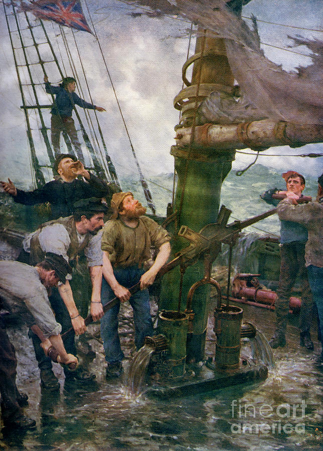 All Hands To The Pumps, 1888-1889 Drawing by Print Collector