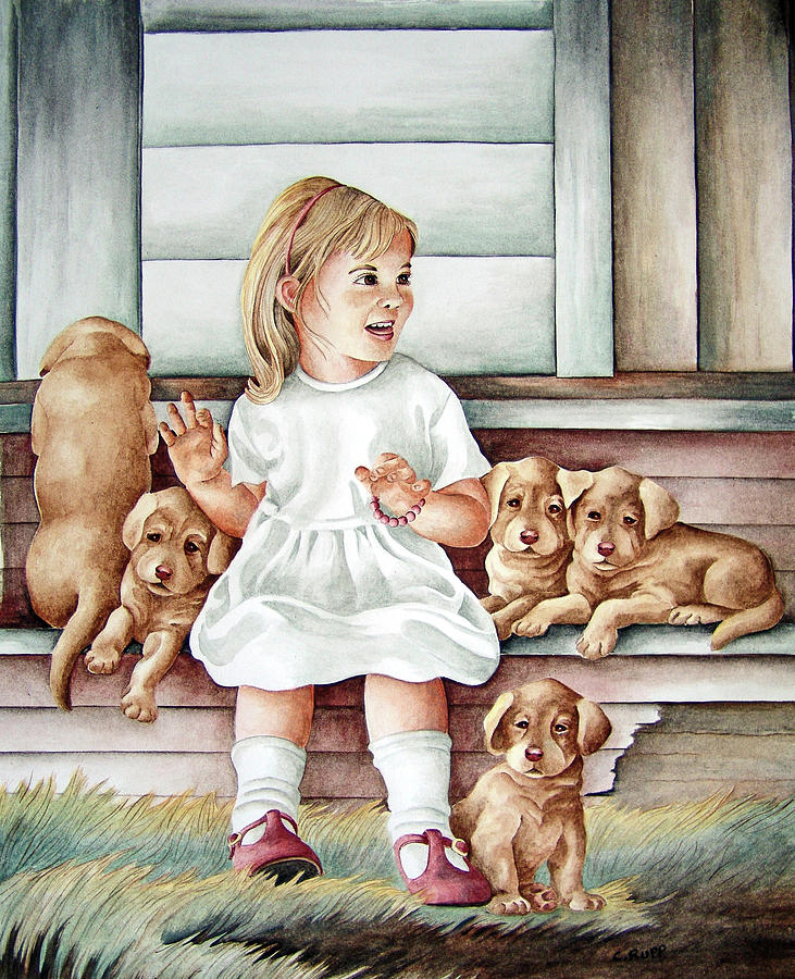 Dog Painting - All My Puppies by Carol J Rupp