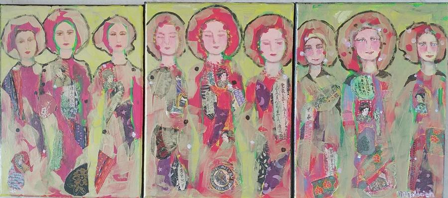 Females Painting - All of Us-----Triptych by Norma Malerich