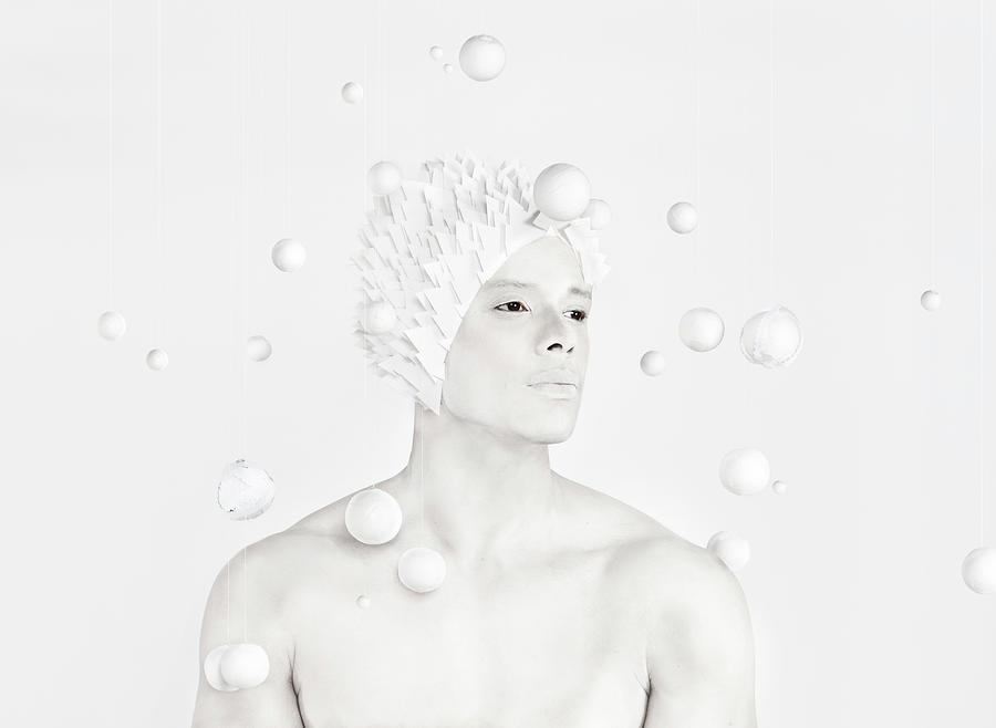 All White Image Of A Man In The Center Photograph by Paper Boat Creative