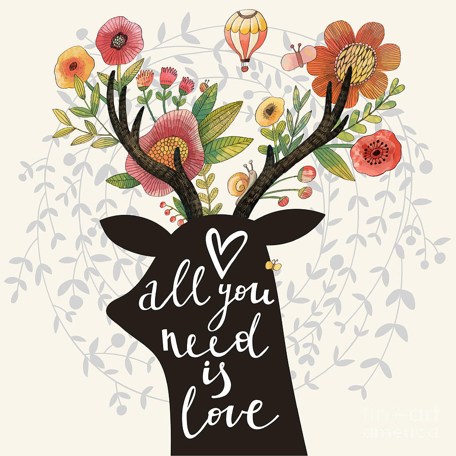 Gift Digital Art - All You Need Is Love Incredible Deer by Smilewithjul Gift Digital Art - All You Need Is Love Incredible Deer by Smilewithjul