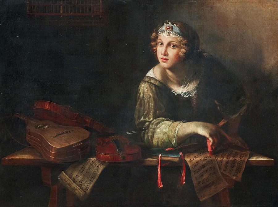 Allegorical Figure With Musical Instruments And Sheets Painting by Girolamo Scaglia Allegorical Figure With Musical Instruments And Sheets Painting by Girolamo Scaglia