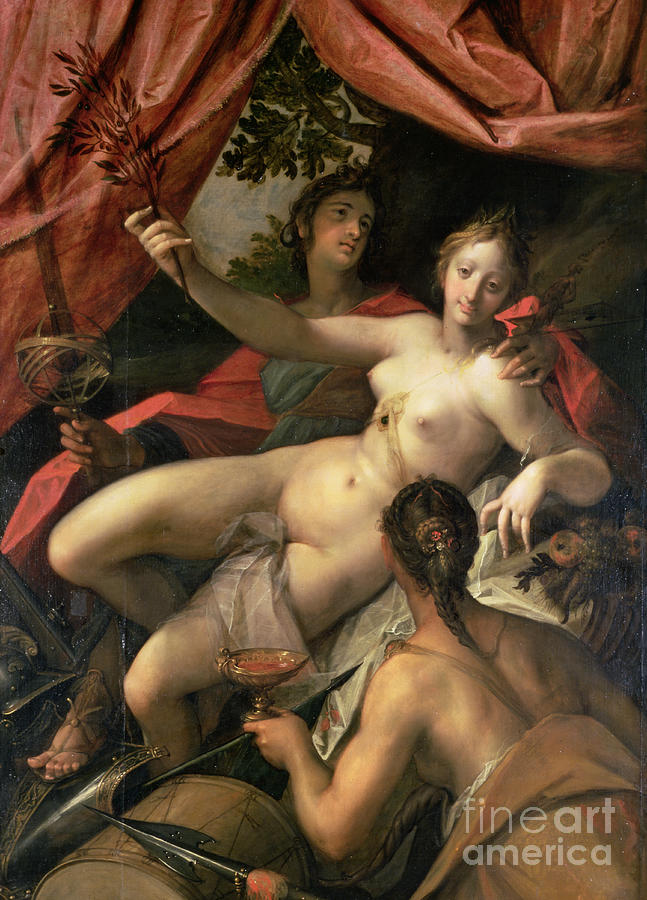 Allegory Of Peace, Art And Abundance, 1602 Painting by Johann Or Hans Von Aachen