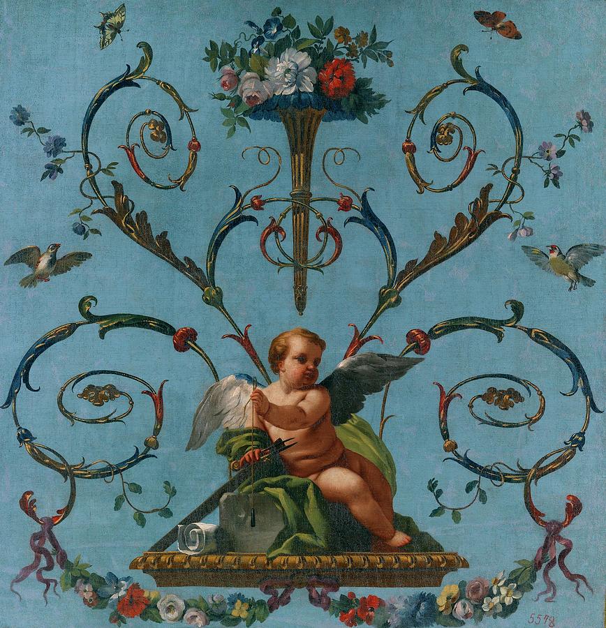Allegory of the Architecture, 1770-1780, Spanish School, Canvas, 117 cm x 1... Painting by Jose del Castillo -1737-1793-