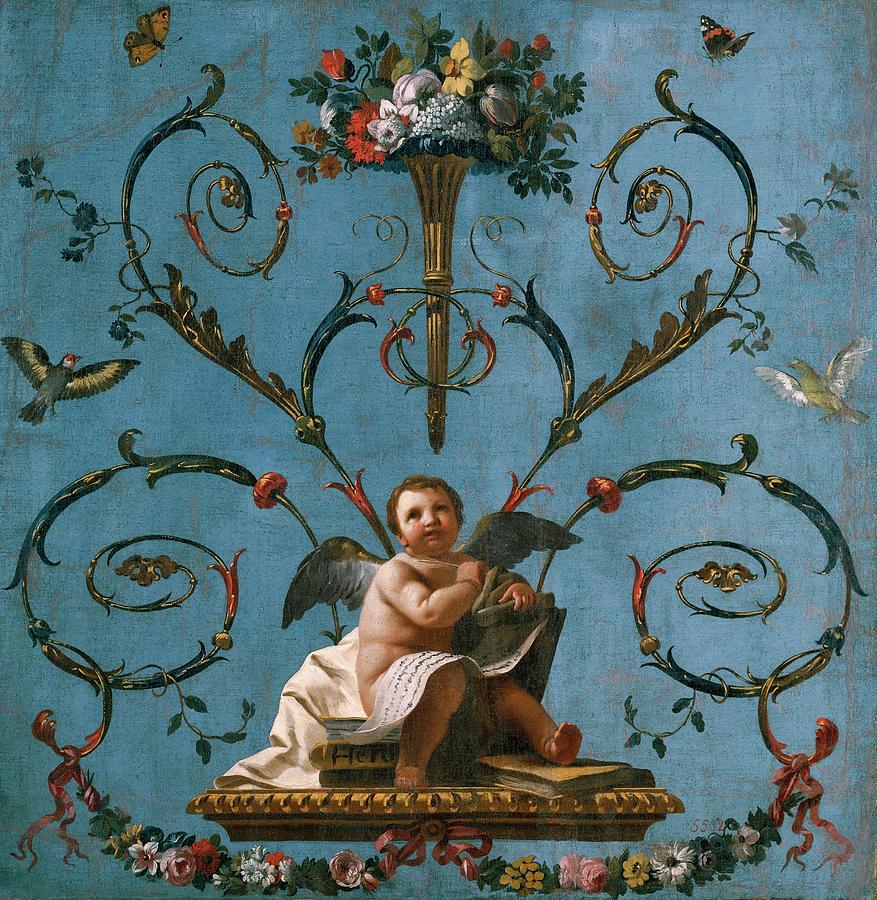 Allegory of the Arithmetic, 1770-1780, Spanish School, Canvas, 117 cm x 113... Painting by Jose del Castillo -1737-1793-