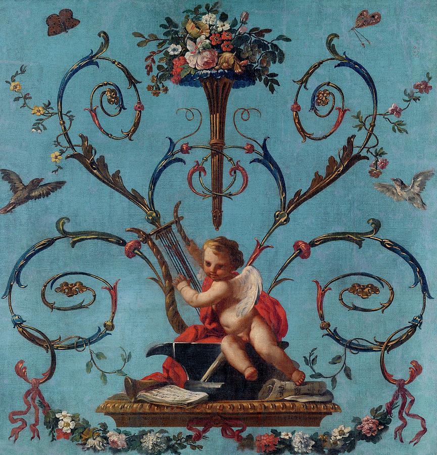 Allegory of the Music, 1770-1780, Spanish School, Canvas, 117 cm x 113 cm, ... Painting by Jose del Castillo -1737-1793-