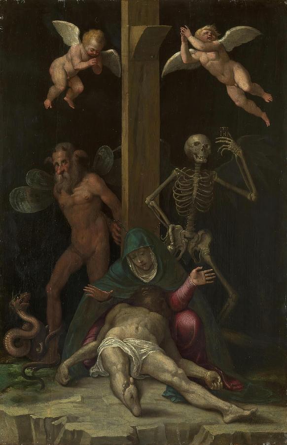 Jacopo Ligozzi Painting - Allegory of the Redemption. Ca. 1587. Oil on panel. by Jacopo Ligozzi