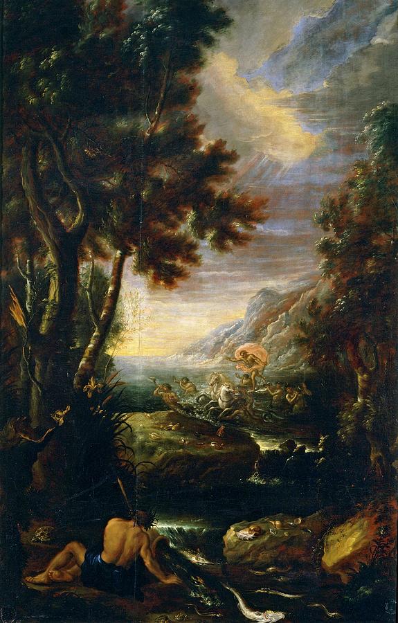 Allegory of Water, ca. 1700, Spanish School, Oil on canvas, 248... Painting by Geronimo Antonio de Ezquerra -c 1660-1733-