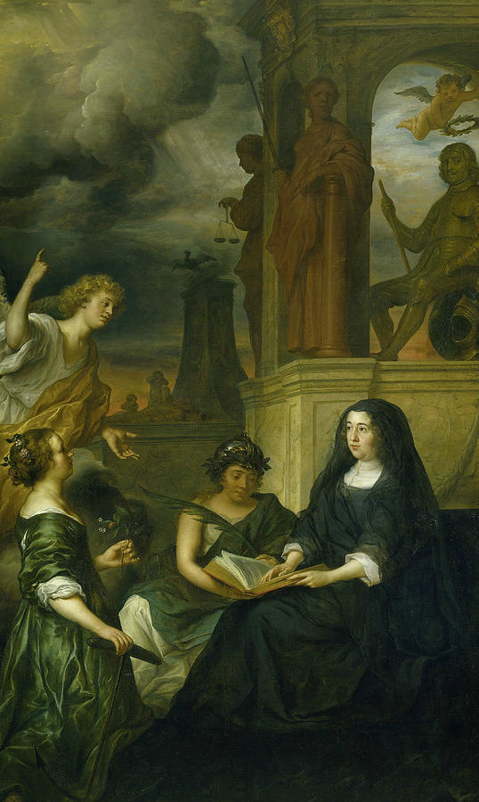 Allegory on the Memory of Frederick Henry, Prince of Orange, with the Portrait of His Widow Amalia  Painting by Govert Flinck