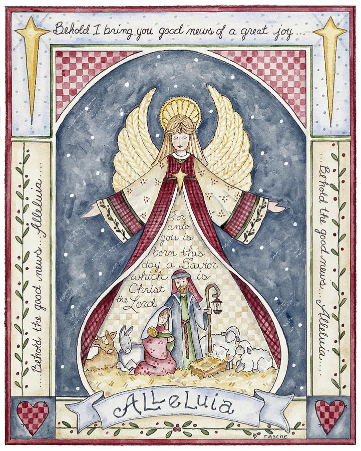 Alleluia Angel Nativity Painting by Shelly Rasche