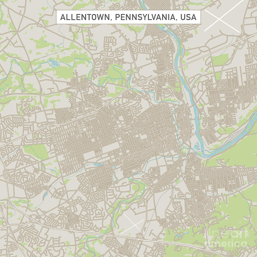 Allentown Digital Art - Allentown Pennsylvania US City Street Map by Frank Ramspott