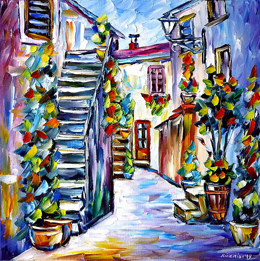 Alley in Pitigliano, Tuscany Painting by Mirek Kuzniar