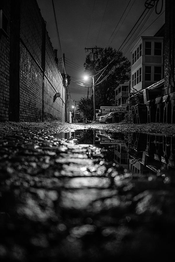 Alleyway Reflections in B/W Photograph by Doug Ash