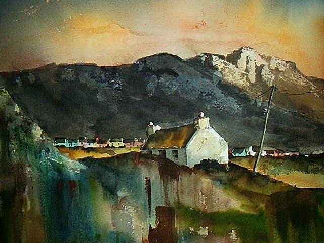 Allihies sunset, Beara Peninsula, Co. Cork Painting by Val Byrne