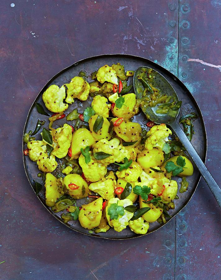 Allo Ghobi cauliflower Curry With Potatoes, India Photograph by Clive Streeter