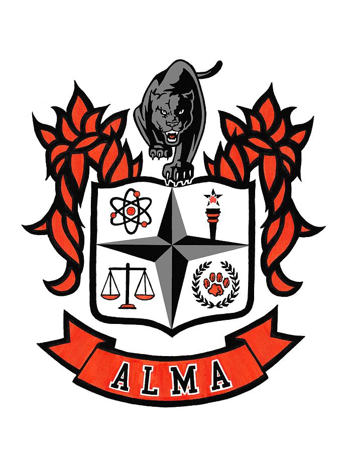 Alma Panthers School Crest Drawing by Chris Brown