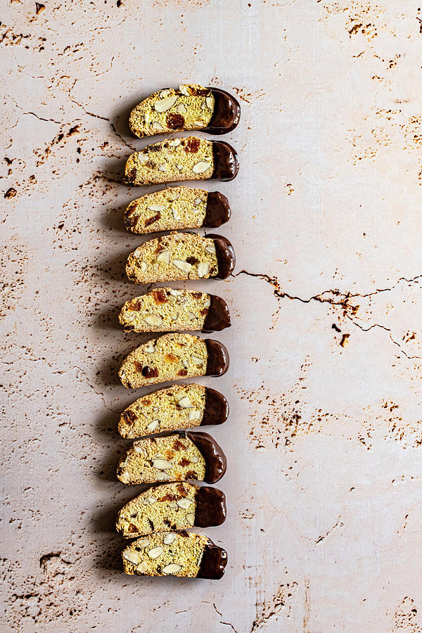 Almond And Orange Biscotti Dipped In Chocolate Photograph by Hein Van Tonder