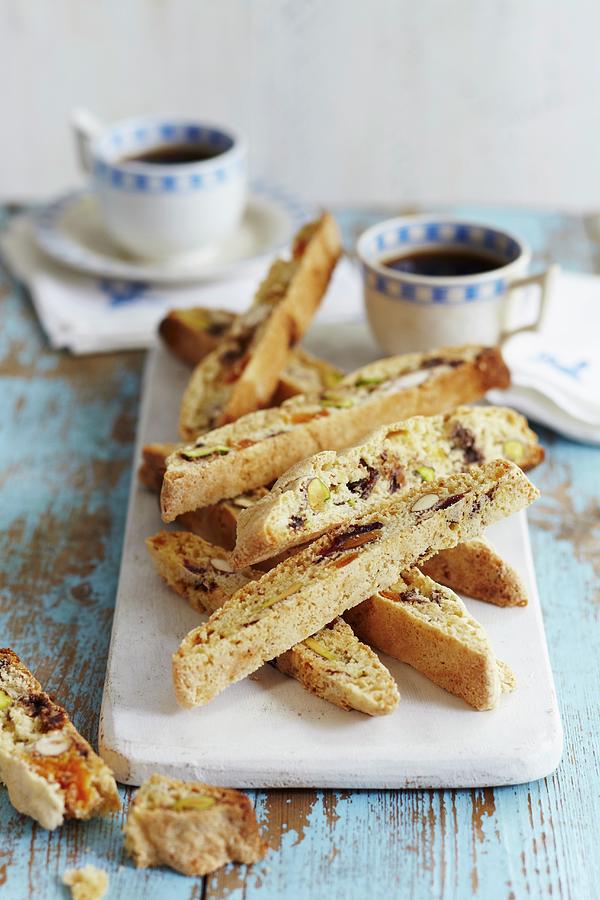 Almond Biscotti With Coffee Photograph by Charlotte Tolhurst