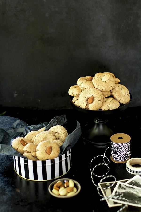 Almond Biscuits In A Biscuit Tin Photograph by Dees Kche