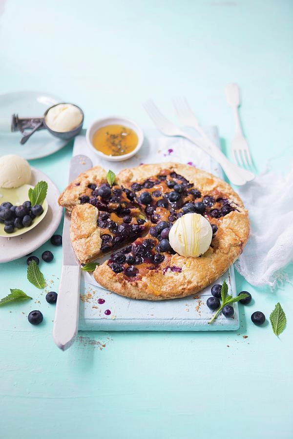 Almond Butter And Ricotta Crostata With Blueberries And Thyme Honey Photograph by Great Stock!
