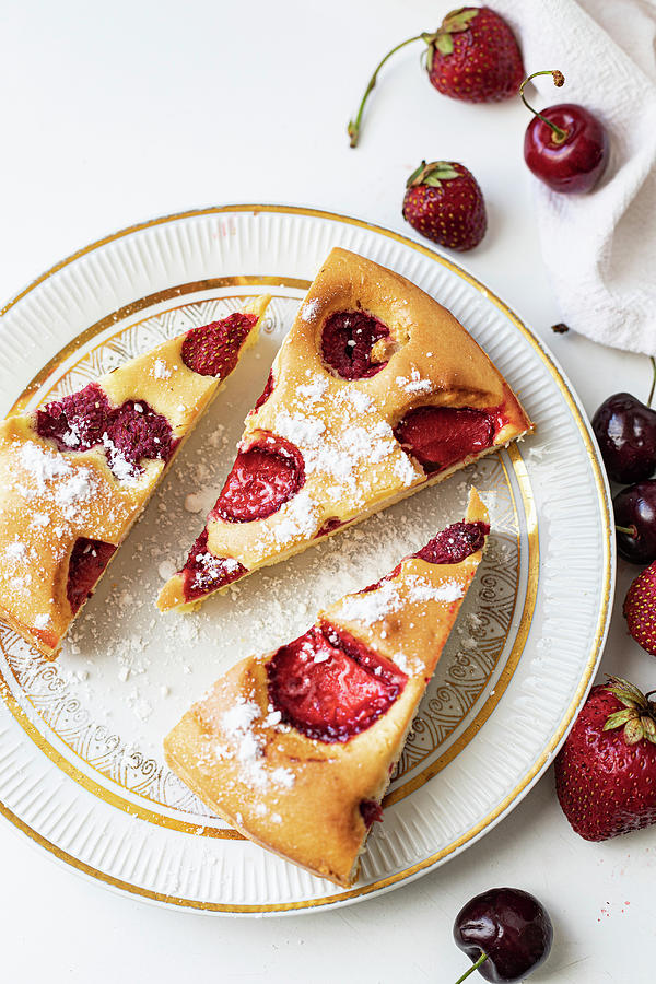 Almond Cake With Strawberries And Cherries Photograph by Lilia Jankowska