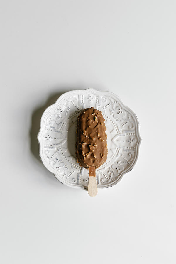 Almond Chocolate Ice Cream On A Stick, Minimal Concept Photograph by Alla Machutt