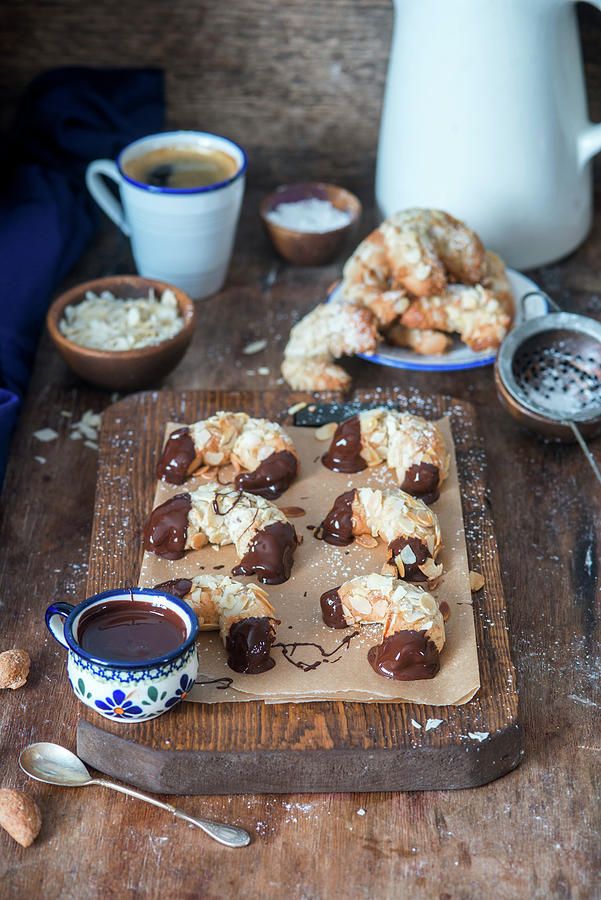 Almond Croissants With A Chocolate Glaze Photograph by Irina Meliukh