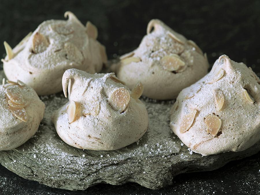 Almond Meringues On A Slate Photograph by Brbel Bchner