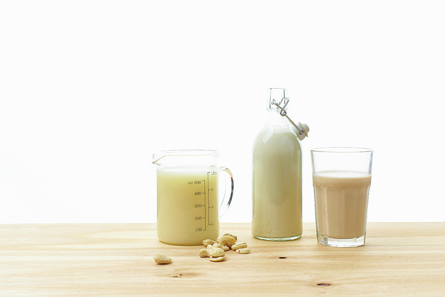 Almond Milk, Soy Milk And Oat Milk Photograph by Asya Nurullina