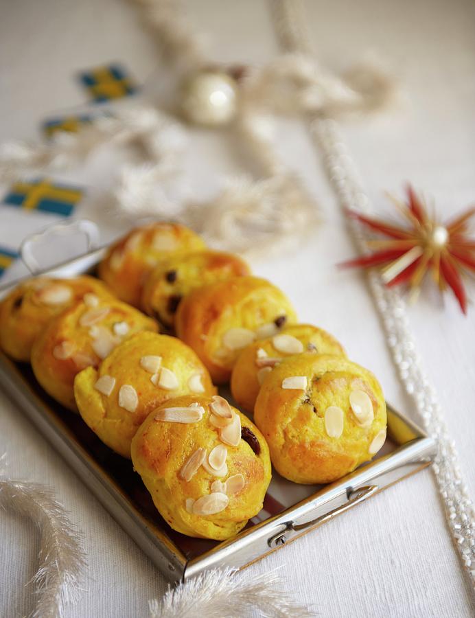 Bread Photograph - Almond Rolls With Saffron by Hannah Kompanik