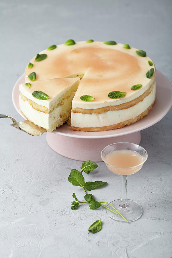 Almond Sponge Cake With Buttermilk Panna Cotta Photograph by Ulrike Holsten / Stockfood Studios