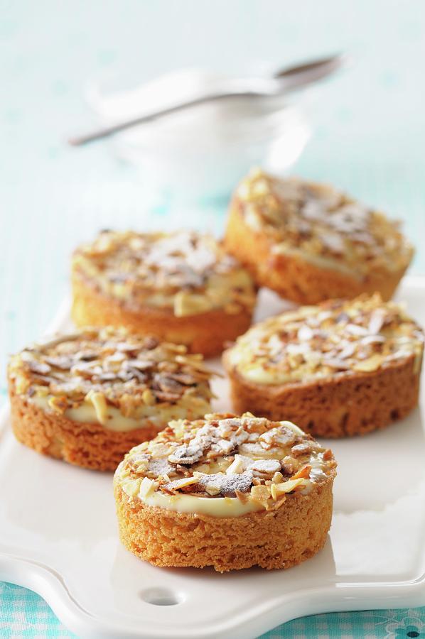 Almond Tartlets With Vanilla Cream And Icing Sugar Photograph by Riou, Jean-christophe