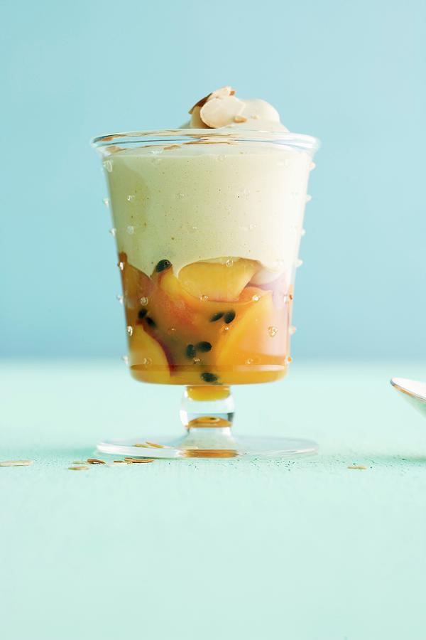 Almond Zabaione With Peach And Passionfruit Photograph by Michael Wissing