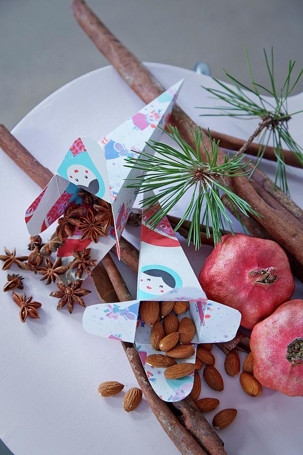 Almonds And Star Anise In Paper Gift Bags Photograph by Martin Slyst