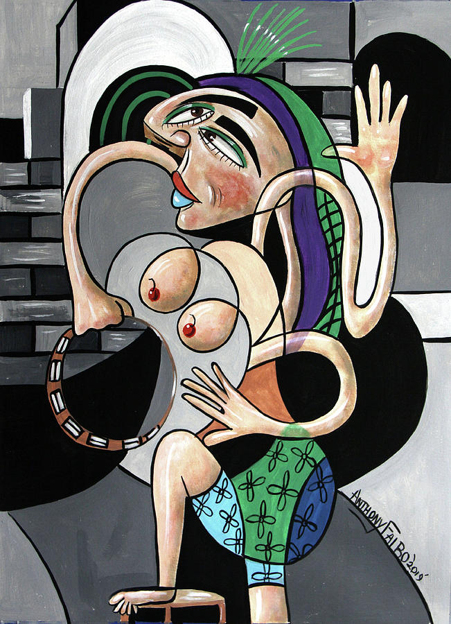 Almost Nude Woman with Tambourine Painting by Anthony Falbo