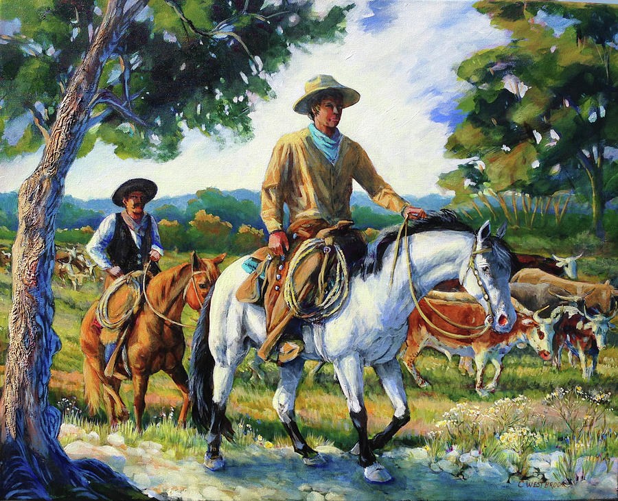 Almost to the Red River Station in Montague County Painting by Cynthia Westbrook