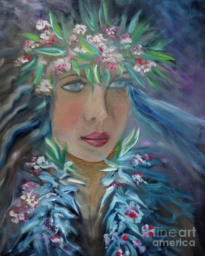 Aloha Blue Eyed Hula  Painting by Jenny Lee