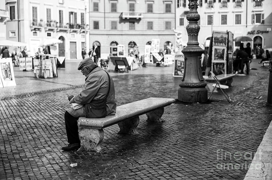 Alone In Piazza Navona Rome Photograph by John Rizzuto