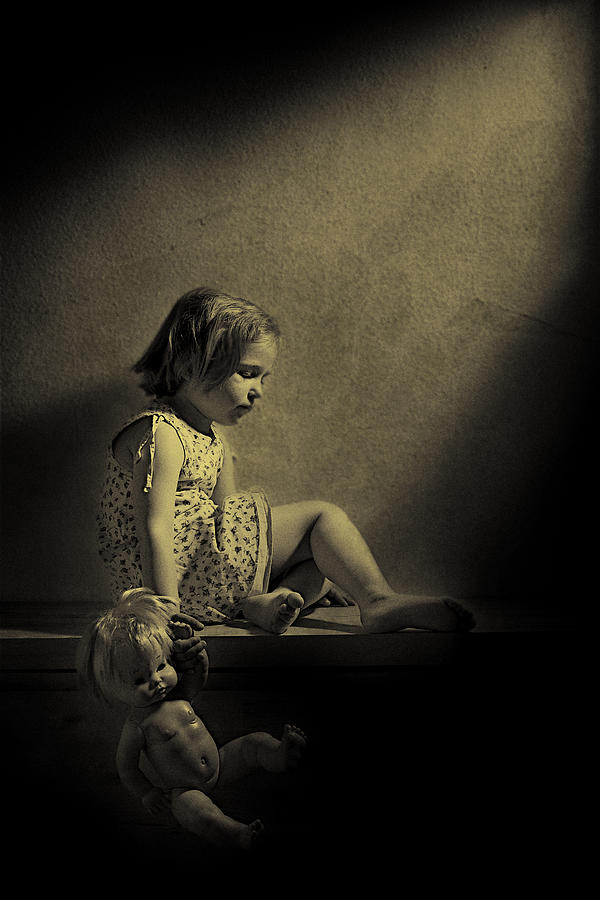 Doll Photograph - Alone by Mirjam Delrue