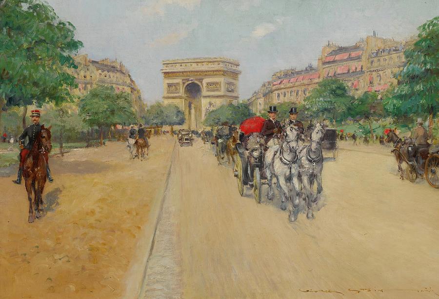 Along The Champs-elysees Painting by Georges Stein | Fine Art America