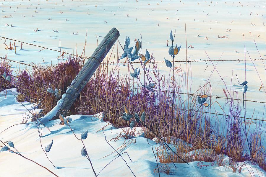 Landscape Painting - Along The Fence Line by Valerie Spence Hounsell Landscape Painting - Along The Fence Line by Valerie Spence Hounsell