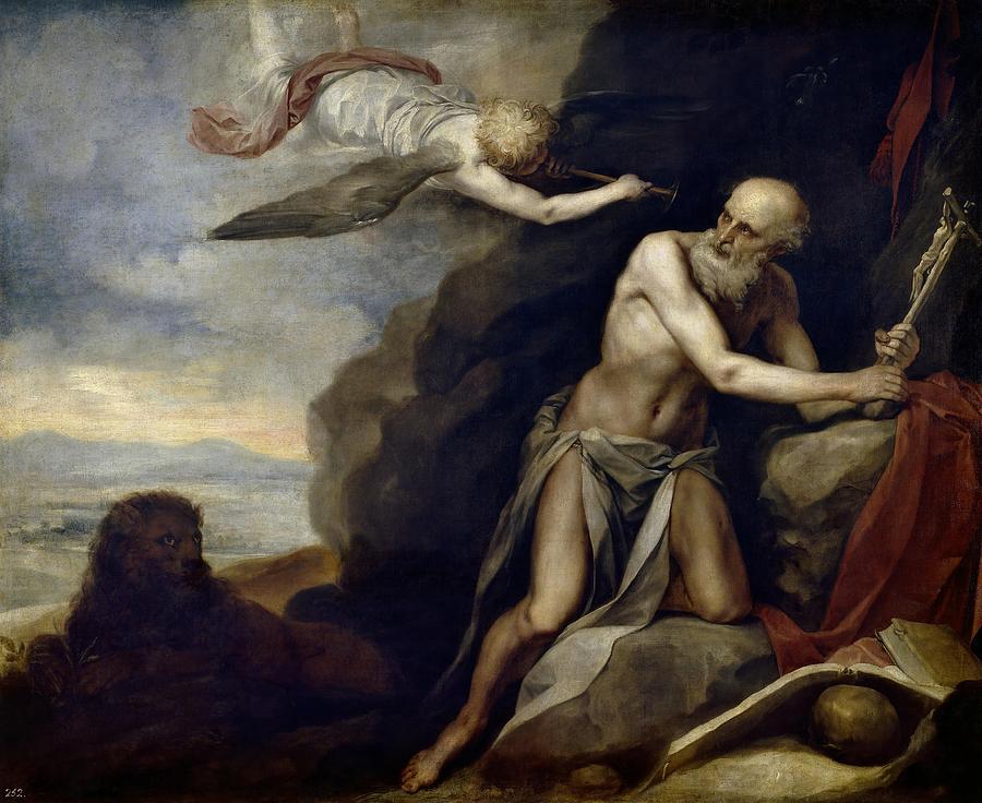 Alonso Cano / Penitent Saint Jerome, ca. 1660, Spanish School, Canvas. Painting by Alonso Cano -1601-1667-