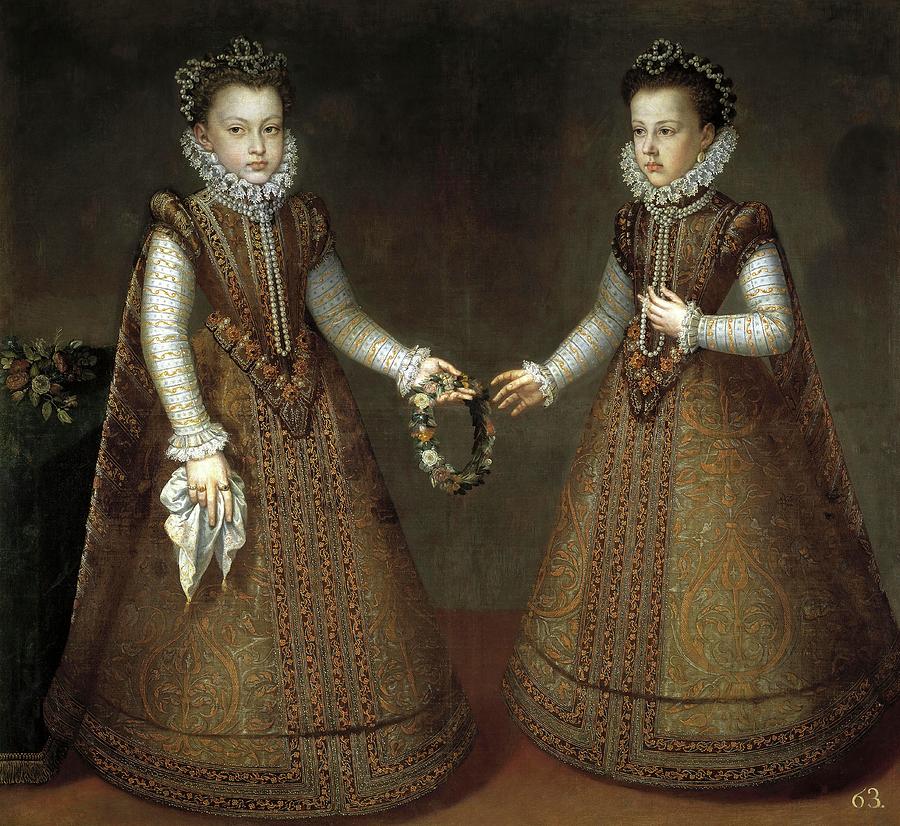 Alonso Sanchez Coello / The Infantas Isabel Clara Eugenia and Catalina Micaela, ca. 1575. Painting by Alonso Sanchez Coello -1531-1588-