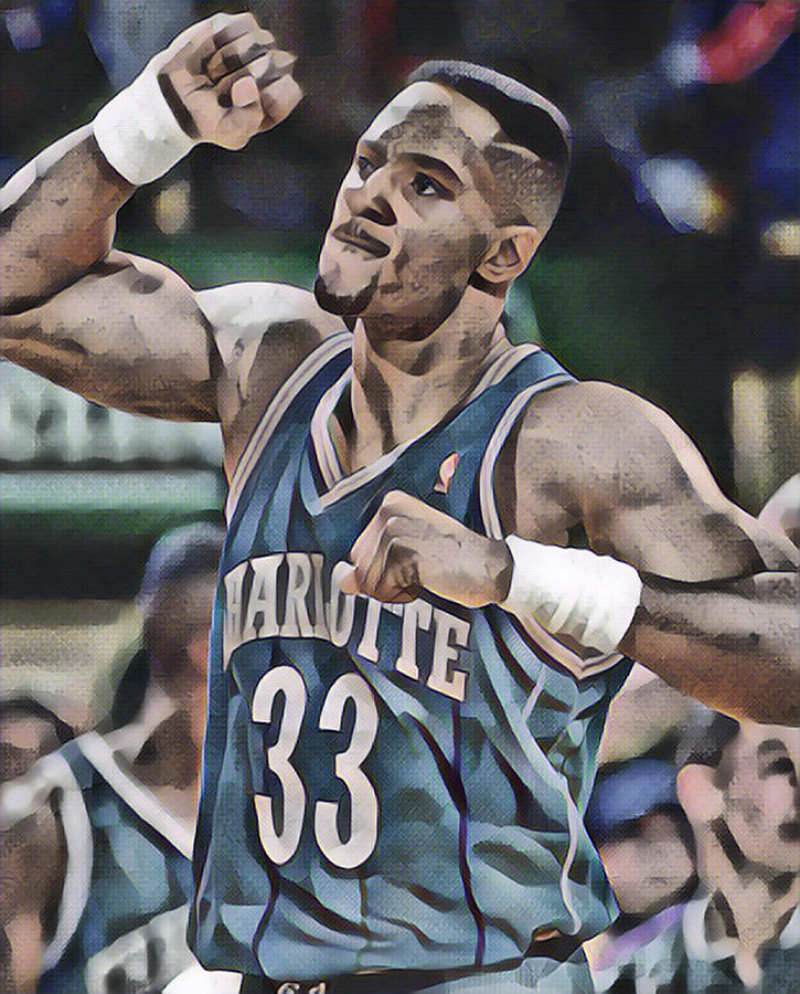 Alonzo Mourning CHARLOTTE HORNETS ABSTRACT ART 1 by Joe Hamilton Alonzo Mourning CHARLOTTE HORNETS ABSTRACT ART 1 by Joe Hamilton
