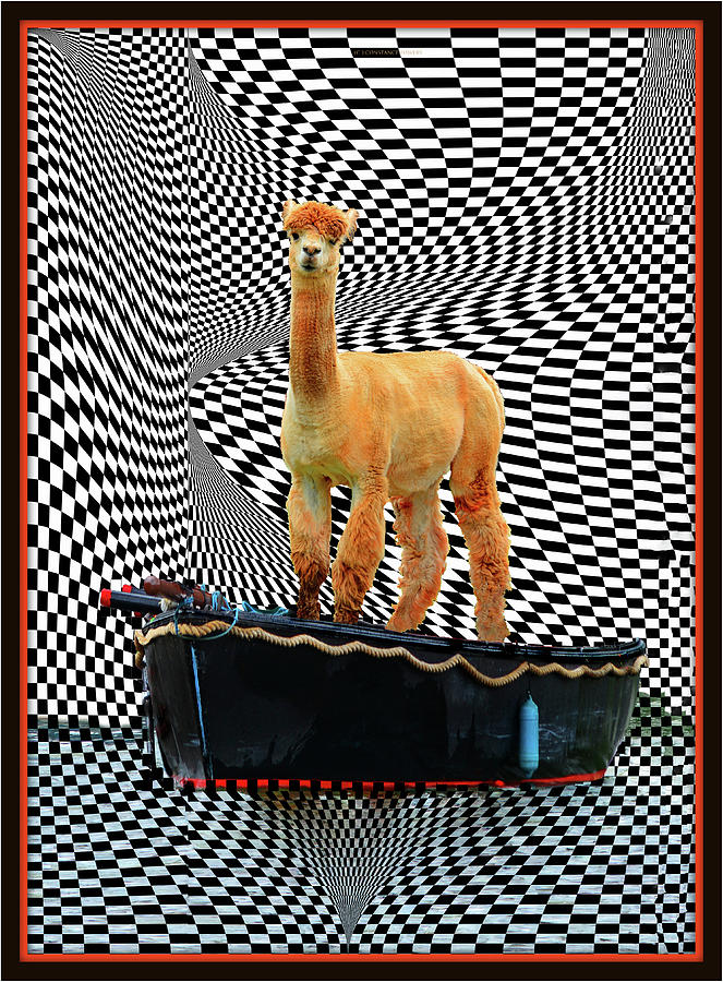 Surrealism Digital Art - Alpaca On A Boat Ride by Constance Lowery