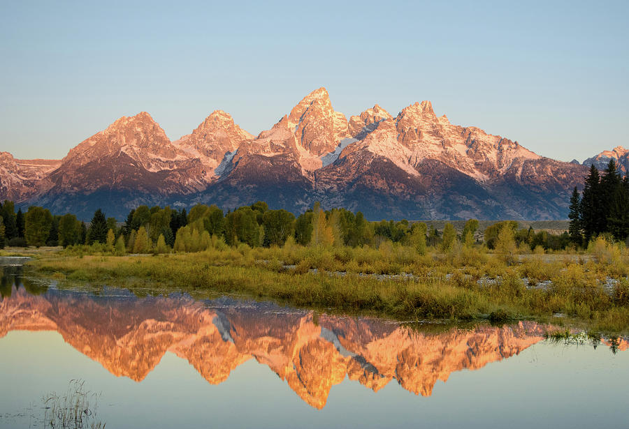 Alpen Glow on the tetons Photograph by Mary Hone