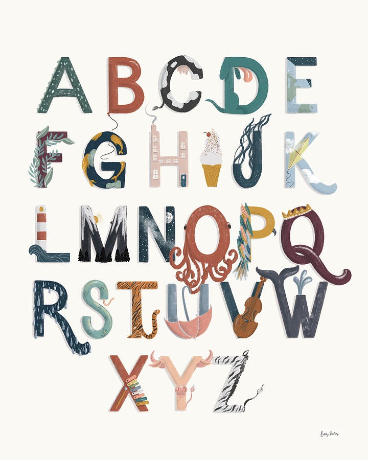 Alphabets Painting - Alphabet A To Z by Becky Thorns