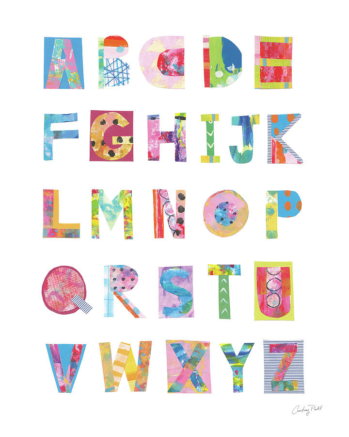 Alphabet Mixed Media - Alphabet Collage by Courtney Prahl