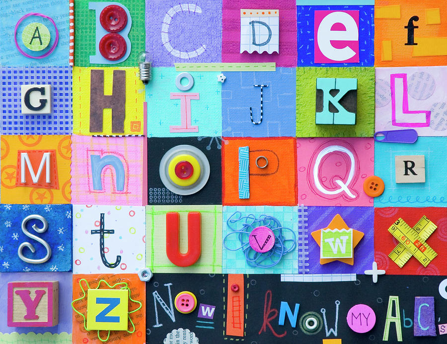 Typography Digital Art - Alphabet Collage by Holli Conger