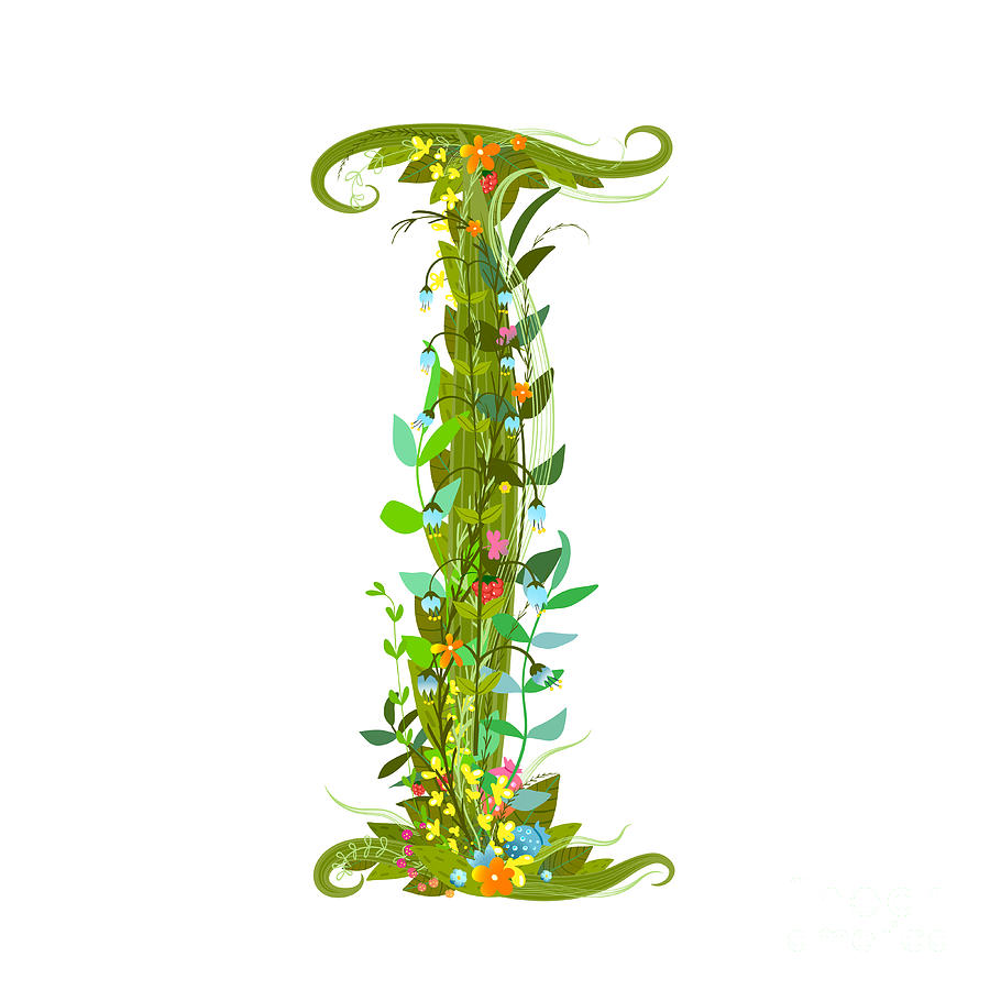 Alphabet Decorative Floral Letter Digital Art By Popmarleo